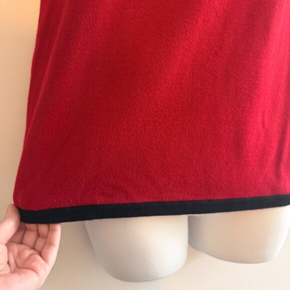 Vintage Yarnworks Red Knit Short Sleeve Sweater Top | Contrast Trim | Size M - Picture 4 of 8